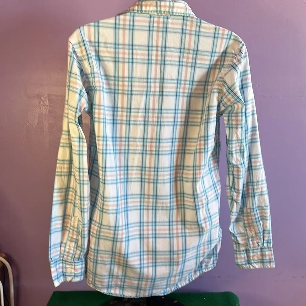 Old Navy Boys XL Plaid Shirt – Blue and White – Button Down Size 14-16
